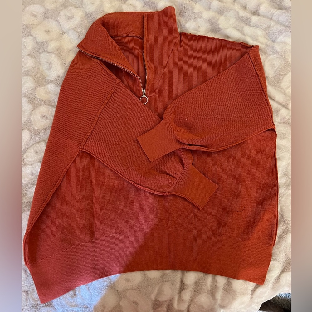 Orange Half Zip Sweater
